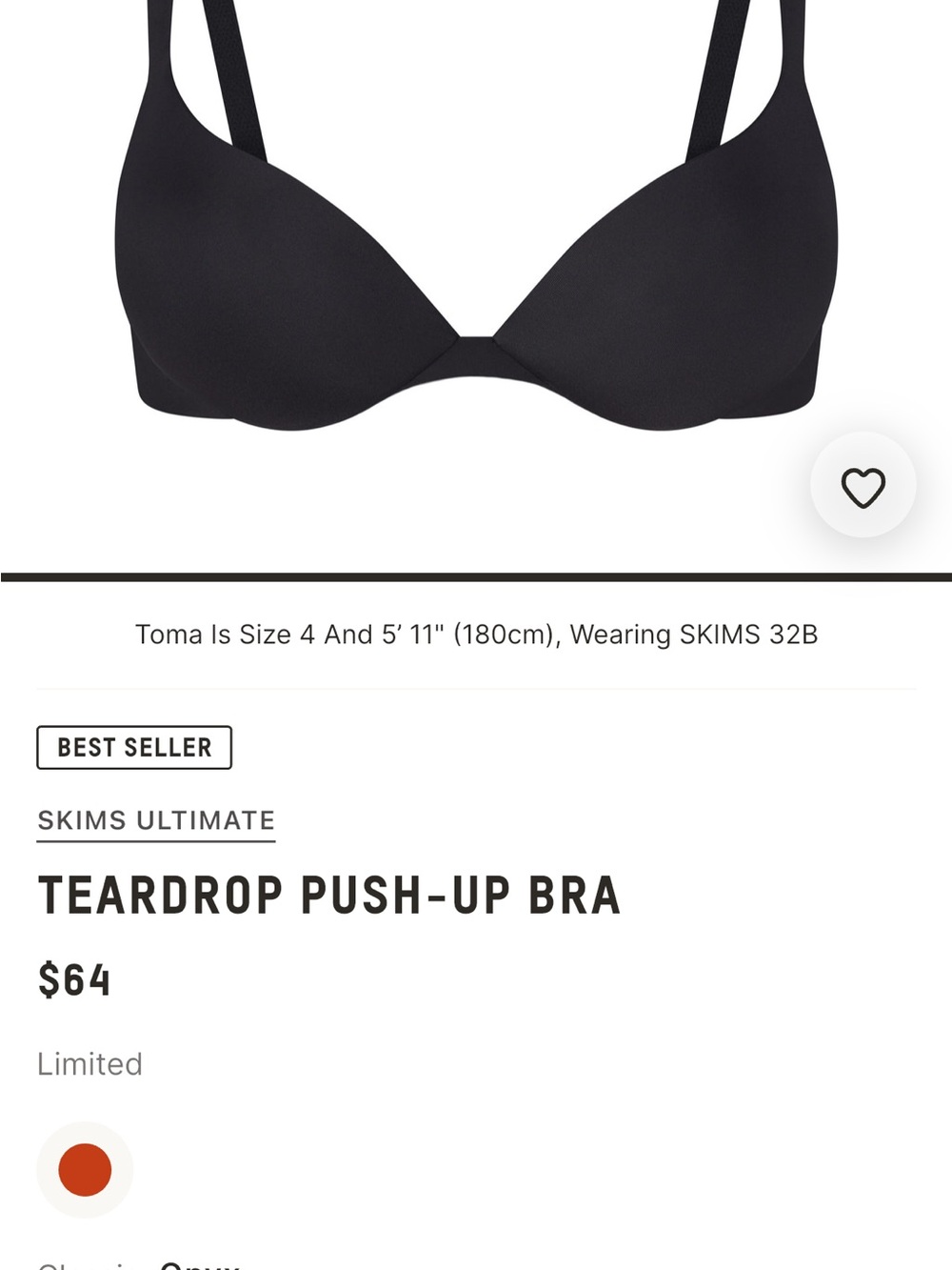 SKIMS Teardrop Push-Up Bra - Black